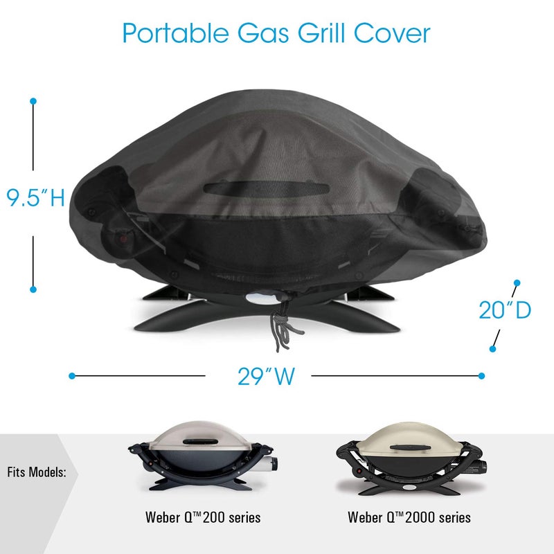 Unicook Waterproof Portable Grill Cover for Weber Q2000, Q200 Series and Baby Q Gas Grill, Compared to Weber 7111, All Weather Protection, Black - Image 3